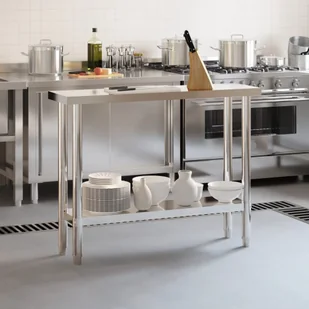 Kuchenny stół roboczy, 110x30x85 cm, stal nierdzewna Lumarko! - Wózki na żywność - miniaturka - grafika 4