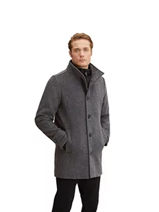 TOM TAILOR Męskie Płaszcz wełniany z kurtką wewnętrzną 1032506, 30500 - Dark Grey Black Herringbone, XXL - Płaszcze męskie - miniaturka - grafika 1