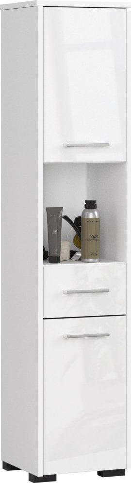 Fabryka Mebli Akord SŁUPEK REGAŁ ŁAZIENKOWY FIN 2D 1SZ 1W BIAŁY / BIAŁY POŁYSK