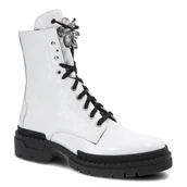 Botki damskie - Białe Botki Nessi Damskie Modne Obuwie Jesienne - miniaturka - grafika 1