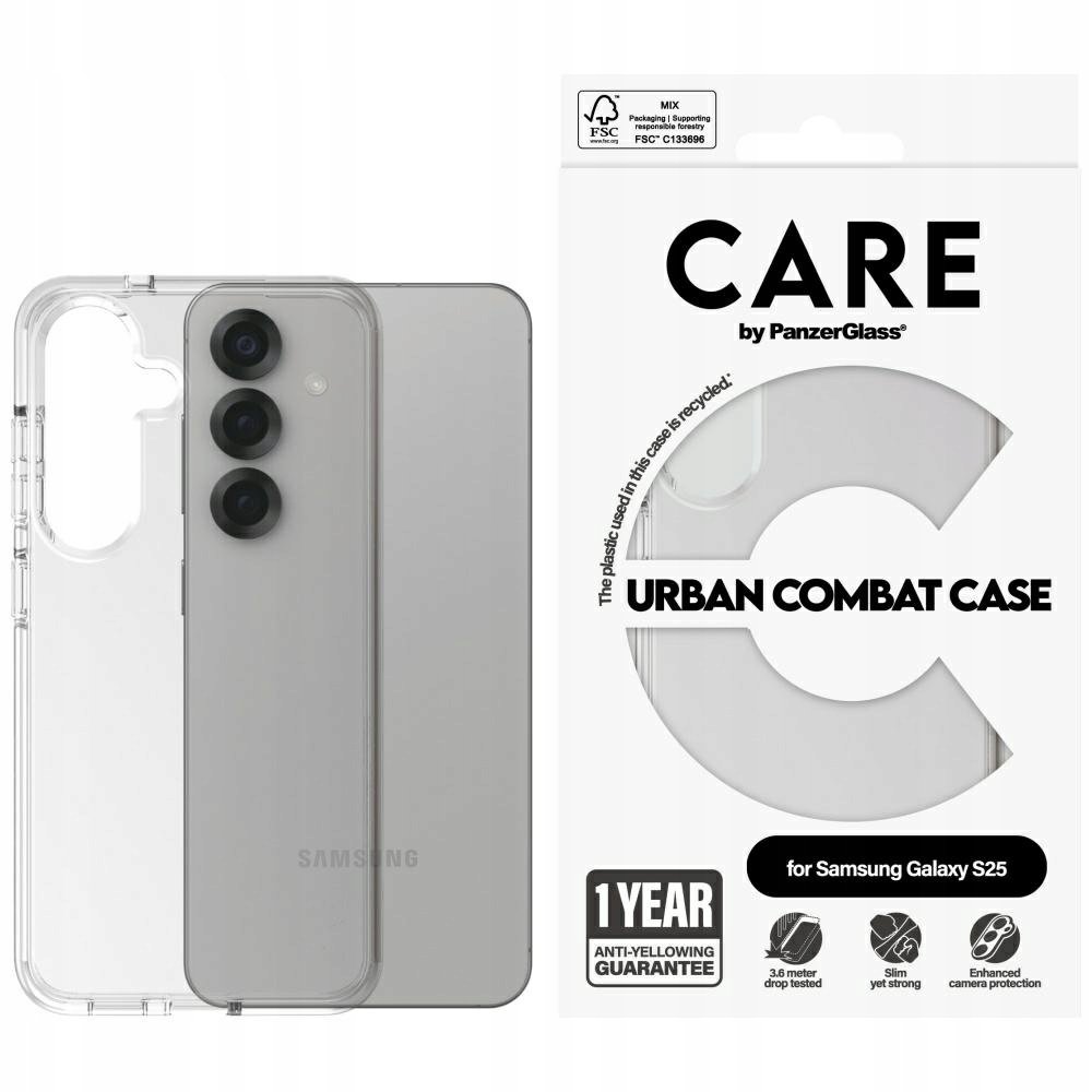 PanzerGlass Etui CARE by Flagship Urban Combat do Galaxy S25, przezroczyste
