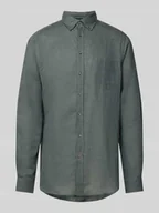 Koszule męskie - Koszula lniana o kroju regular fit z kołnierzykiem typu button down - miniaturka - grafika 1