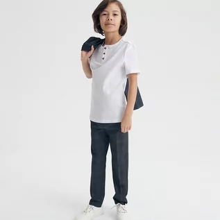 Spodnie i spodenki dla chłopców - Reserved - Eleganckie spodnie slim fit w kratę - Szary - grafika 1