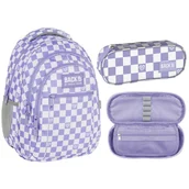 Zestawy szkolne - PLECAK+SASZETKA ZESTAW FIOLETOWA SZACHOWNICA BACKUP DERFORM - miniaturka - grafika 1