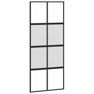 Drzwi przesuwne, czarne, 90x205 cm, szkło hartowane, aluminium 8721012120570 - Drzwi wewnętrzne - miniaturka - grafika 3