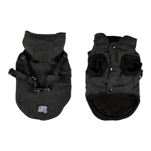 Tweed płaszcz z kapturem i szelkami z guzikami podszewka polarowa M/35 cm antracyt
