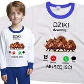 Piżamy dla dziewczynek - Piżama dziecięca Muszę Iść Dziki Dzwonią Stado Dzików 110/116 - VoloDonum - miniaturka - grafika 1