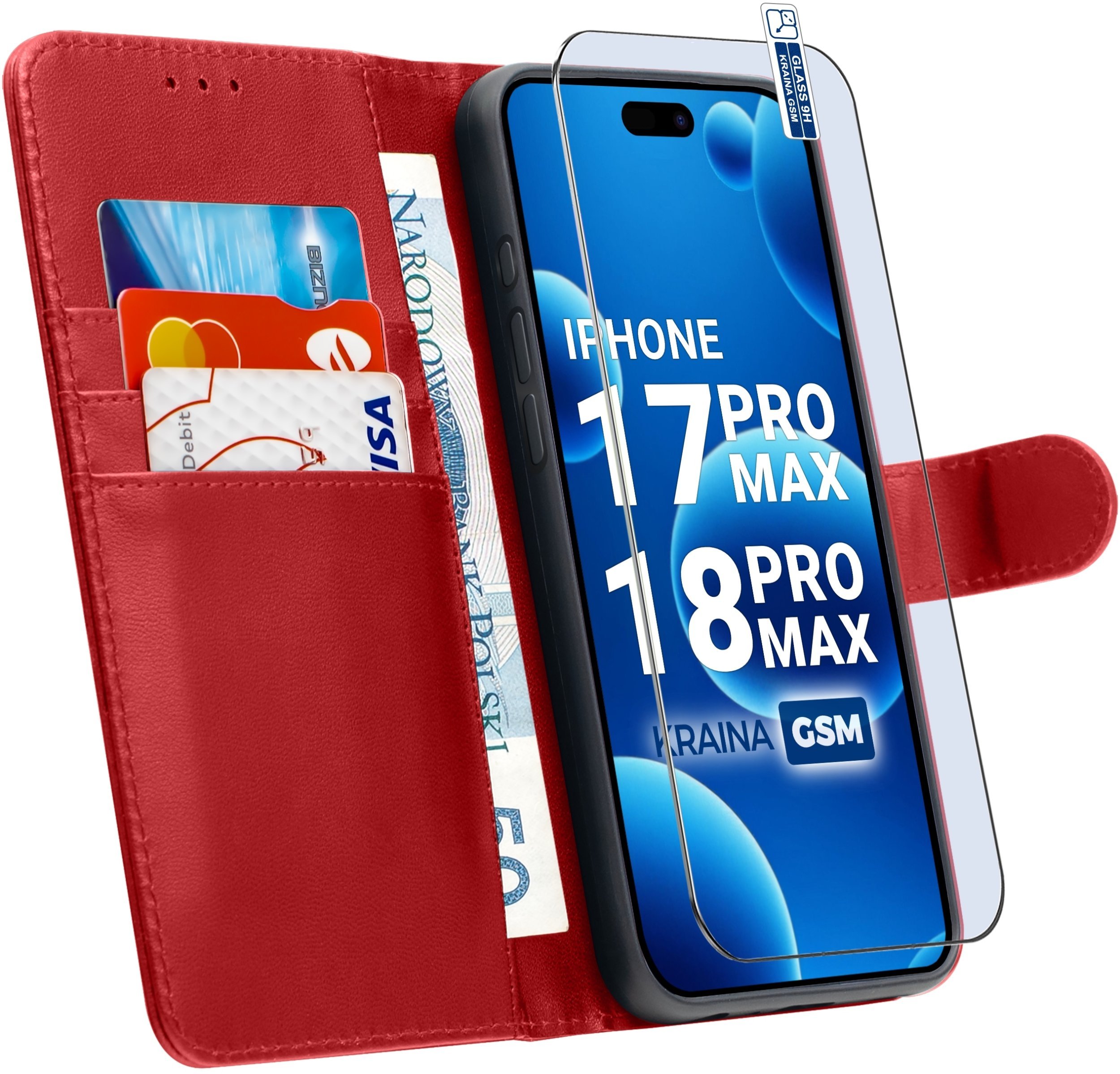 krainaGSM Etui Z Klapką Do Iphone 17 Pro Max 18 Pro Max Zamykane Magnetyczne Szkło