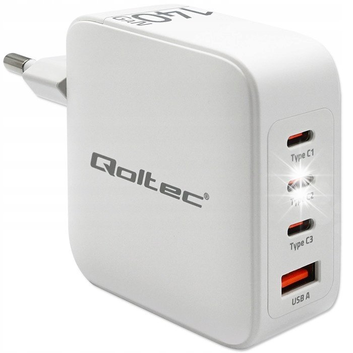 Ładowarka zasilacz do laptopa 140W GaN 5-20V 2.5-5A 3xUSB-C PD 1xUSB QC 3.0