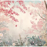 Fototapety - Fototapeta Las Drzewa Różowy Liście 300x210 cm Tapeta Do Sypialni Salonu Kuchni Na Flizelinie - miniaturka - grafika 1