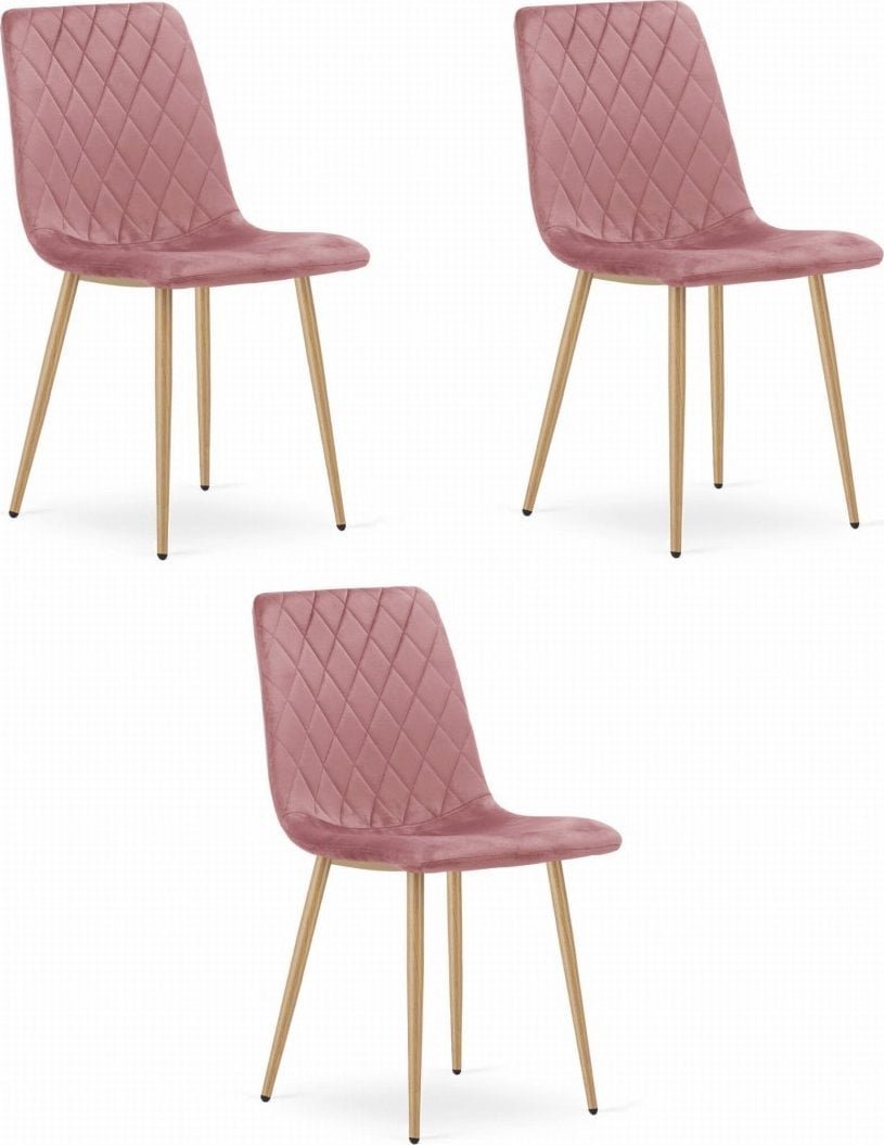 Leobert Krzesło TURIN - różowy aksamit / nogi kolor drewna x 3