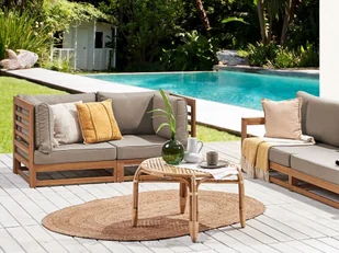 Sofa ogrodowa z certyfikowanego drewna 2-osobowa jasna TRANI - Sofy i kanapy - miniaturka - grafika 3