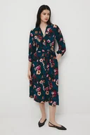 Sukienki - Medicine sukienka kolor turkusowy midi rozkloszowana - miniaturka - grafika 1