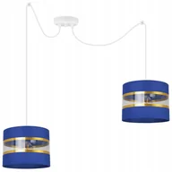 Lampy sufitowe - Lampa sufitowa wisząca Spider Elegance Gold modern 2xE27 abażur walec biało/niebieski Light Home LH - miniaturka - grafika 1