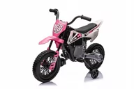 Pojazdy elektryczne dla dzieci - Motor Cross 2 Silniki 12V Ekoskóra Piankowe Koła Różowy - miniaturka - grafika 1