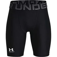 Spodnie i spodenki dla chłopców - Under Armour Under Armour Chłopięce oddychające spodnie sportowe dla chłopców, szybkoschnące krótkie spodnie z materiału HeatGear Ua Hg Armour Shorts czarny czarno-biały YXL 1361737-001-Youth X-Large - miniaturka - grafika 1