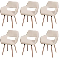 Krzesła - Zestaw 6 krzeseł do jadalni HWC-A50 II, krzesło kuchenne krzesło tapicerowane, tkanina drewniana/tkanina bouclé (450g/m²) MVG ~ beżowy - miniaturka - grafika 1