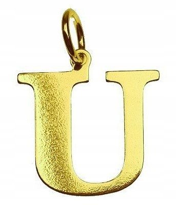 Literka U duża złota zawieszka litera U srebro 925 pokryte 24K złotem