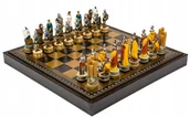 Gry planszowe - Italian Chess Pieces Battle Of Troy+Chess Board Leatherette Gold/Black 35 - miniaturka - grafika 1