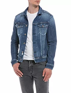 Replay Męska kurtka dżinsowa MV842J, 009 MEDIUM Blue, XL, 009 Medium Blue, XL - Kurtki męskie - miniaturka - grafika 1