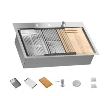 QUADRON Zlewozmywak BURT Workstation z Dozownikiem stal szlachetna + akcesoria MF76050BS