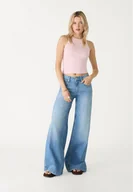 Koszulki i topy damskie - Stradivarius Top basic typu bokserka Pastelowy róż M - miniaturka - grafika 1