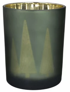 Świecznik Szklany Świąteczny Zielony Choinki 8 Cm - Świeczniki - miniaturka - grafika 1