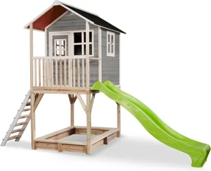 Exit Domek drewniany dla dzieci ze zjeżdżalnią Loft 700 - szary - Place zabaw - miniaturka - grafika 1