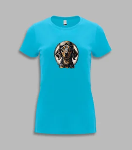 Koszulka damska t-shirt damski na prezent psia mama JAMNIK pies Turkusowy S - Koszulki i topy damskie Koszulka damska t-shirt damski na prezent psia mama JAMNIK pies Turkusowy S - Koszulki i topy damskie - miniaturka - grafika 1