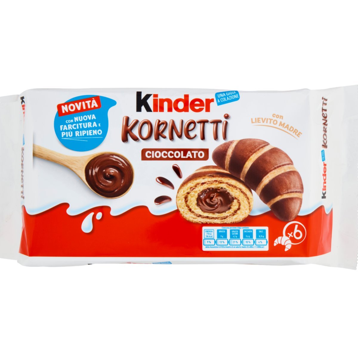 Kinder Kornetti al Cioccolato 270g włoskie rogaliki z kremem czekoladowym