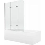 Wanny - Mexen Cubik wanna prostokątna 170 x 70 cm z obudową i parawanem 3-skrzydłowym 120 cm, transparent, chrom - miniaturka - grafika 1