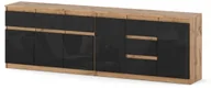 Komody - Komoda Best Agnolia 240cm 6 Szuflad Do Salonu Sypialni Wotan Czarny Połysk - miniaturka - grafika 1