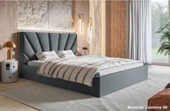 Łóżka - Łóżko tapicerowane SLIM 3 z zagłówkiem, 180x200 cm, łóżko podwójne z podstawą łóżka i stelażem z listew wykonanych z drewna, tkanina welurowa, kolor: ciemnoszary - miniaturka - grafika 1