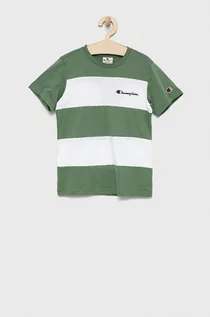 Koszulki dla chłopców - Champion t-shirt bawełniany dziecięcy 305959 kolor zielony z aplikacją - grafika 1