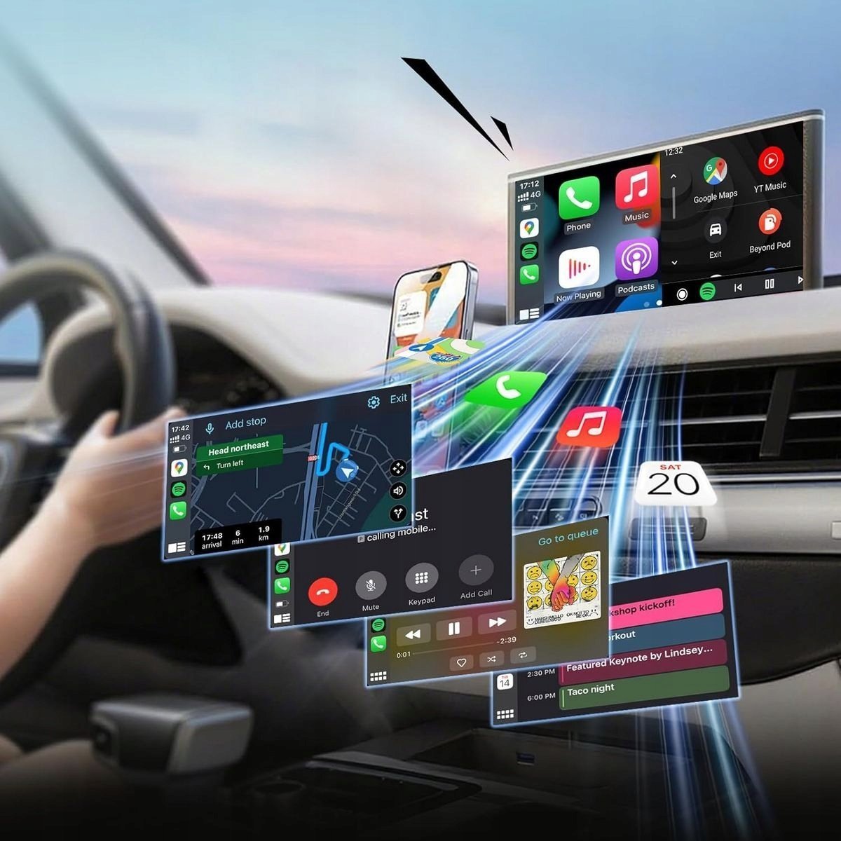 OTTOCAST Bezprzewodowy Adapter samochodowy Mini Cube T2 czarny