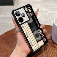 Etui i futerały do telefonów - TEMU Etui na telefon: Wzór Vintage Kasetka, Wstrząsoodporne, Przezroczyste, Czarne, Pełna Ochrona, Kompatybilne z Realme , Pokrowiec Ochronny - miniaturka - grafika 1