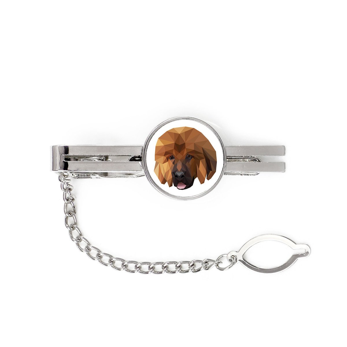Mastif tybetański, Dog tybetański -geometryczna spinka ze zdjęciem i napisem do krawata Art-Dog