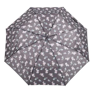 Parasol damski Perletti Basic Mini półautomatyczny składany szary w kwiaty - Parasole - miniaturka - grafika 1