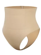 Odzież ciążowa - Majtki STRINGI WYSZCZUPLAJĄCE modelujące z fiszbinami wysoki stan beżowy M - miniaturka - grafika 1
