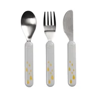 Sztućce dla dzieci - Done By Deer sztućce 3 szt grey/gold - miniaturka - grafika 1