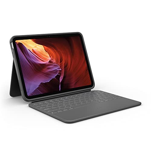 Logitech Rugged Folio för iPad (10:e generationen) – skyddande tangentbordsfodral med Smart Connector samt hållbart och spillsäkert tangentbord - Italian Layout