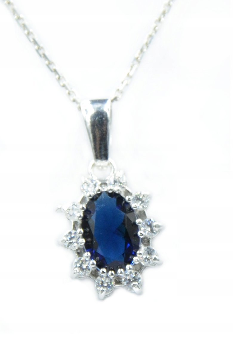 Srebrna Zawieszka Royal Z Szafirowymi Cyrkoniami