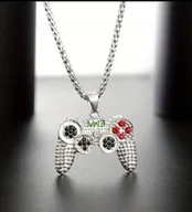 Wisiorki - Naszyjnik wisiorek srebrny pad kontroler iced out prezent streetwear y2k - miniaturka - grafika 1