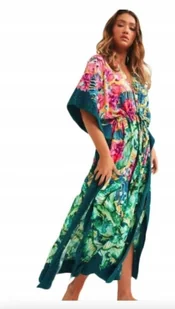 PAREO DŁUGA NARZUTA NA STRÓJ PLAŻE EGZOTYCZNY WZÓR - Bluzki damskie - miniaturka - grafika 1