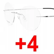 Okulary korekcyjne, oprawki, szkła - OKULARY KOREKCYJNE bezramkowe LENONKI +4 srebrne - miniaturka - grafika 1