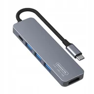 Pozostałe akcesoria do telefonów - Adapter host 3xUSB+TYP-C+HDMI + kabel Typ-C - Typ-C 60W Srebrny Somostel - miniaturka - grafika 1