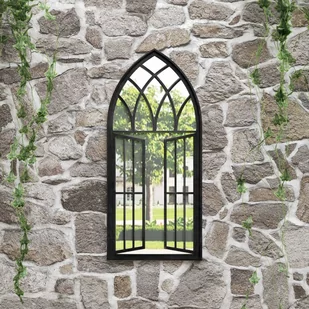 vidaXL Lustro ogrodowe, czarne, 100x45 cm, żelazne - Pozostałe ozdoby ogrodowe - miniaturka - grafika 1