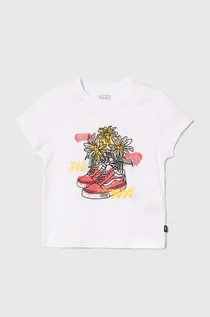Koszulki dla dziewczynek - Vans t-shirt bawełniany dziecięcy DAISY SHOE MINI kolor biały - grafika 1