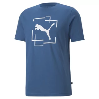 Koszulki sportowe męskie - Męska Koszulka PUMA CAT GRAPHIC TEE LAKE BLUE 67174217 – Niebieski - grafika 1
