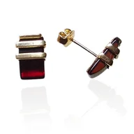 Kolczyki - ankabizuteria.pl Eleganckie kolczyki srebrne pozłacane z wiśniowym bu - miniaturka - grafika 1